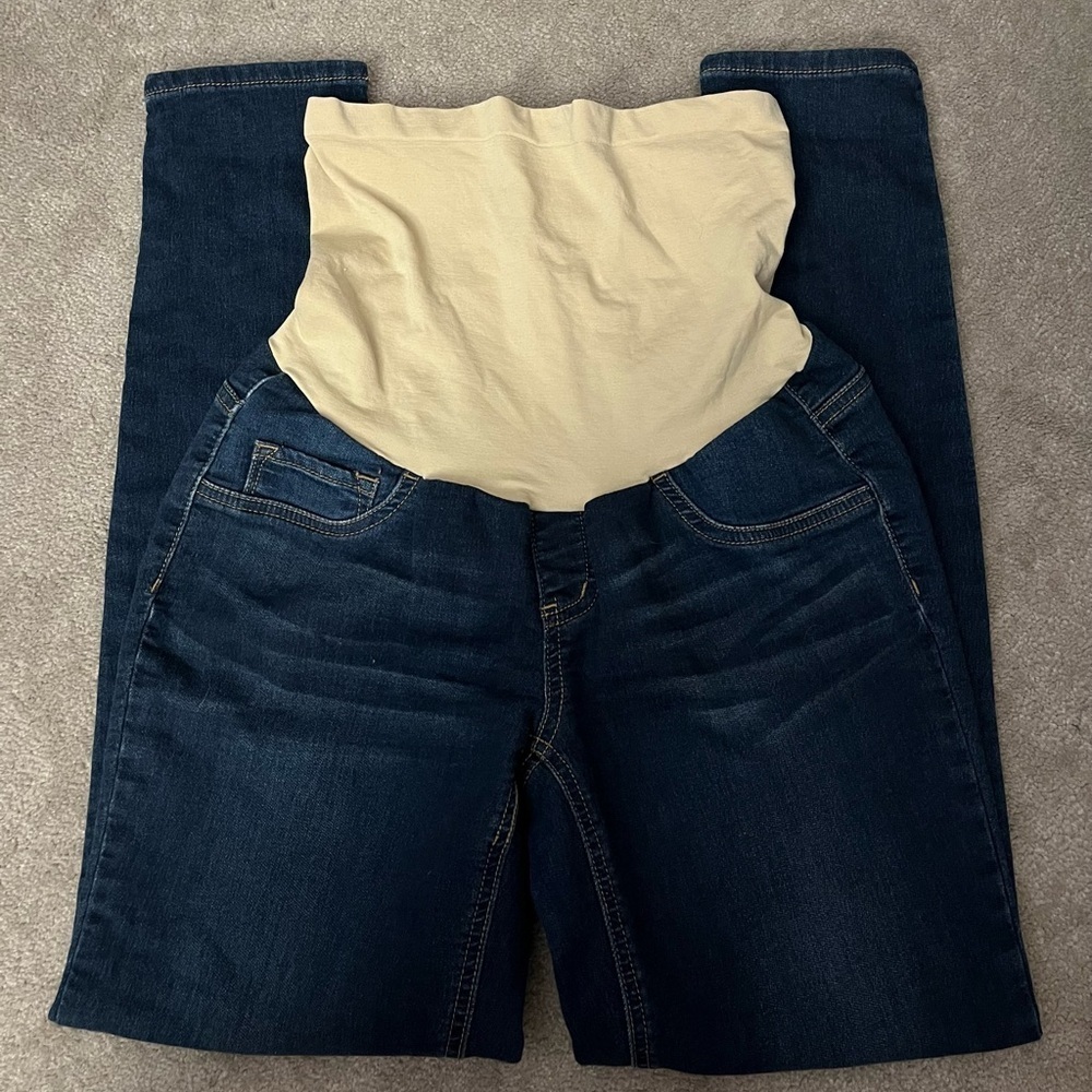 Indigo Blue Maternity Skinny Jeans Secret Fit Belly Dark Wash Size M - Picture 7 of 9